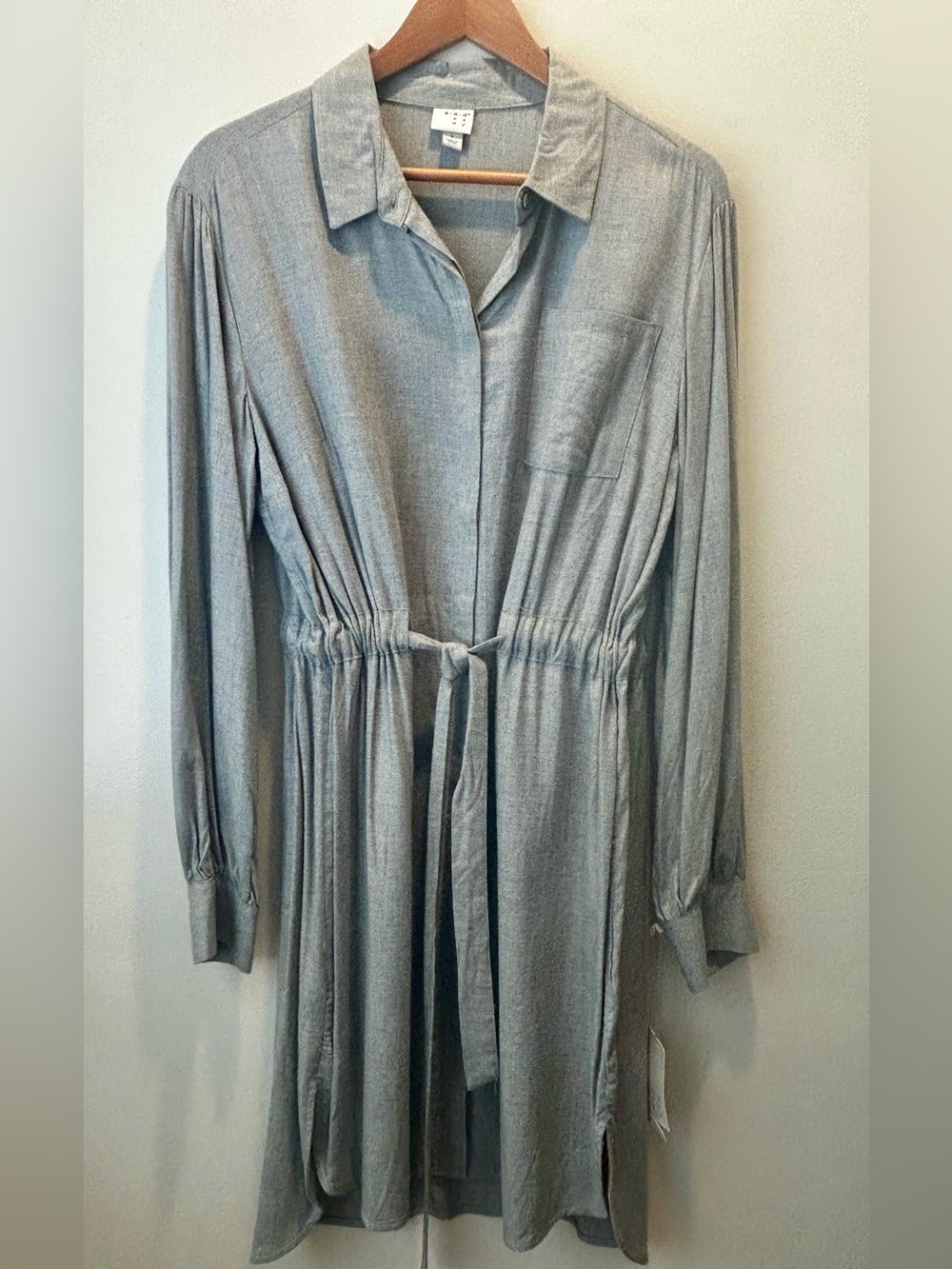 a new day Light Gray Button-Front Drawstring Mini Dress